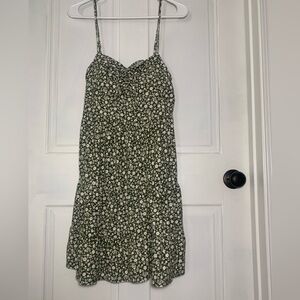 Green Floral Mini Summer Dress M